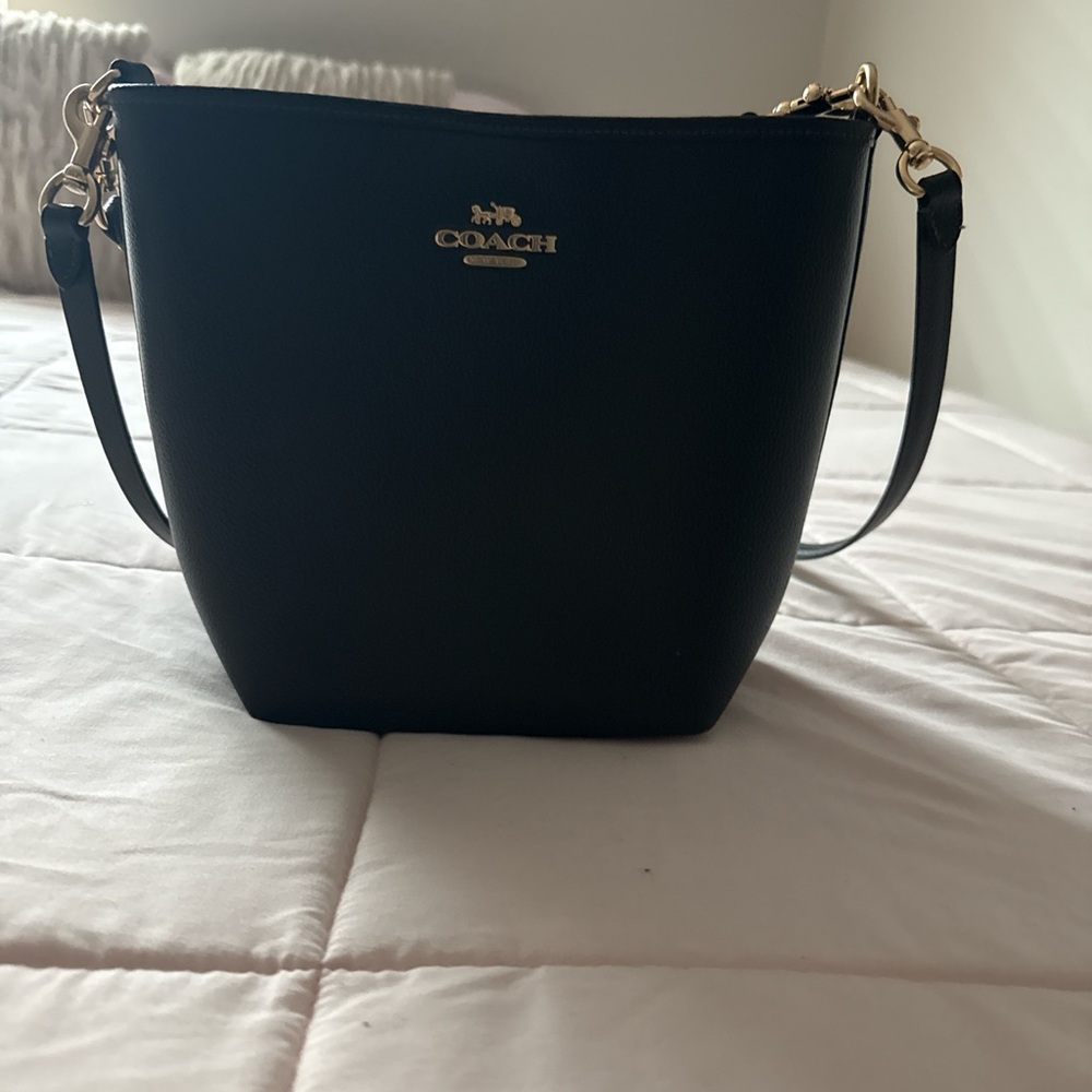 Coach Black Crossbody Bag with Gold Accents